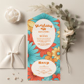 Boho Retro Floral Wedding All In One Einladung