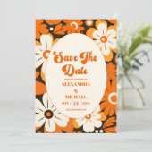 Boho Retro Floral Wedding Save The Date (Stehend Vorderseite)