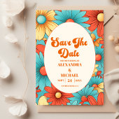 Boho Retro Floral Wedding Save The Date