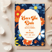 Boho Retro Floral Wedding Save The Date