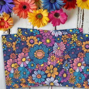 Boho Retro Foral Blume 70er Bold Seidenpapier