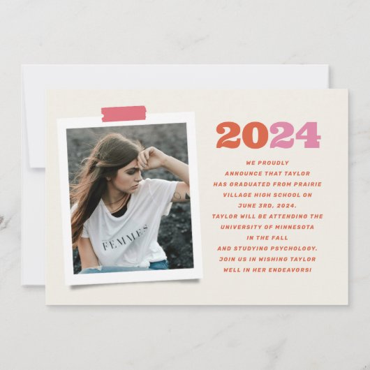 Boho Retro Foto Abschluss Ankündigung (Rückseite)