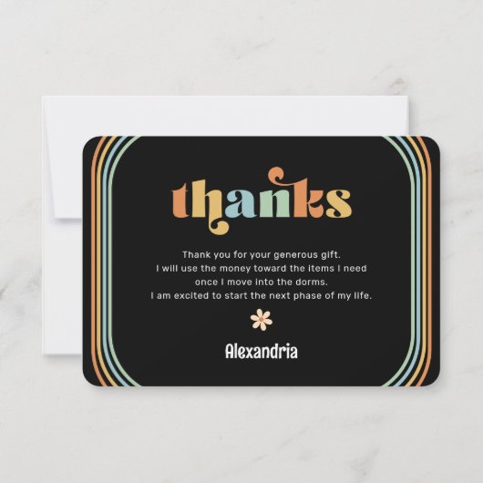 Boho Retro Foto Abschluss Dankeskarte (Rückseite)