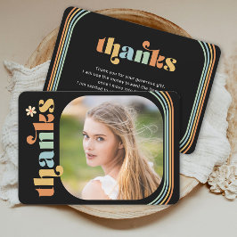 Boho Retro Foto Abschluss Dankeskarte