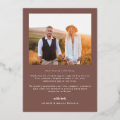 Boho Retro Foto Gold Wedding Dankeschön Card Folieneinladung (Rückseite)