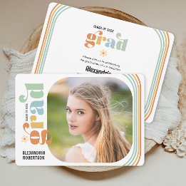 Boho Retro Foto Graduation Party Einladung