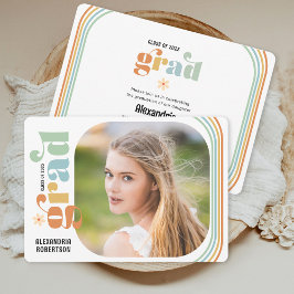 Boho Retro Foto Graduation Party Einladung