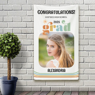 Boho Retro Foto Gratulations Absolvent Banner