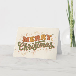 Boho Retro Frohe Weihnachten Grußkarte