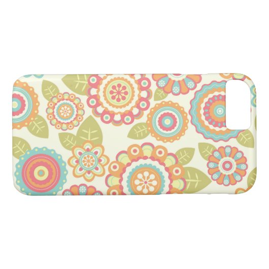 Boho Retro Funky Blume Blumenmuster (Cream) Case-Mate iPhone Hülle (Rückseite (Horizontal))