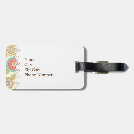 Boho Retro Funky Blume Blumenmuster (Cream) Gepäckanhänger (Rückseite horizontal)
