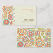 Boho Retro Funky Blume Blumenmuster (Cream) Visitenkarte (Vorne/Hinten)