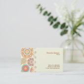 Boho Retro Funky Blume Blumenmuster (Cream) Visitenkarte (Stehend Vorderseite)