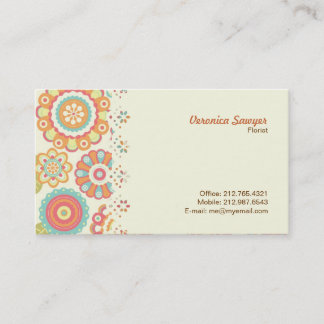Boho Retro Funky Blume Blumenmuster (Cream) Visitenkarte