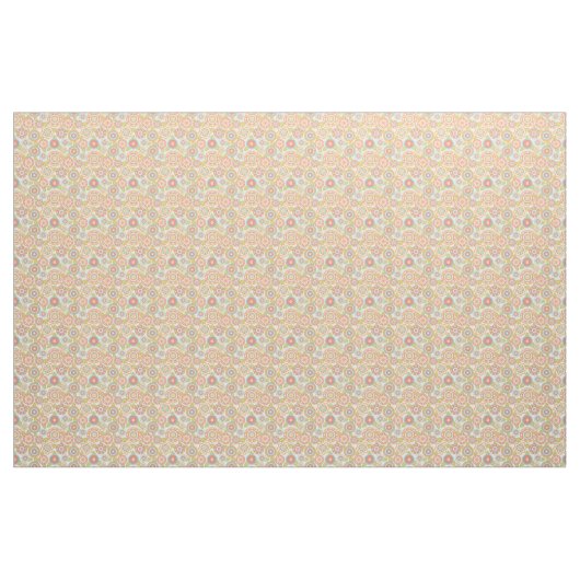 Boho Retro Funky Blumen-Blumenmuster (Creme) Stoff (Yard (91,4 cm))
