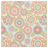 Boho Retro Funky Blumen-Blumenmuster (Creme) Stoff (Nahaufnahme)