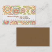 Boho Retro Funky Blumen-Blumenmuster (Creme) Visitenkarte (Vorne/Hinten)