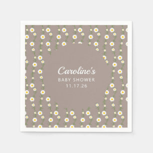 Boho Retro Gänseblümchen Blumen Taupe Individuelle Serviette