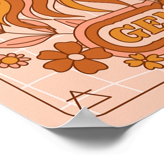 Boho Retro Gemini Zodiac Poster (Ecke)