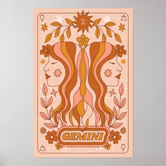 Boho Retro Gemini Zodiac Poster (Vorne)