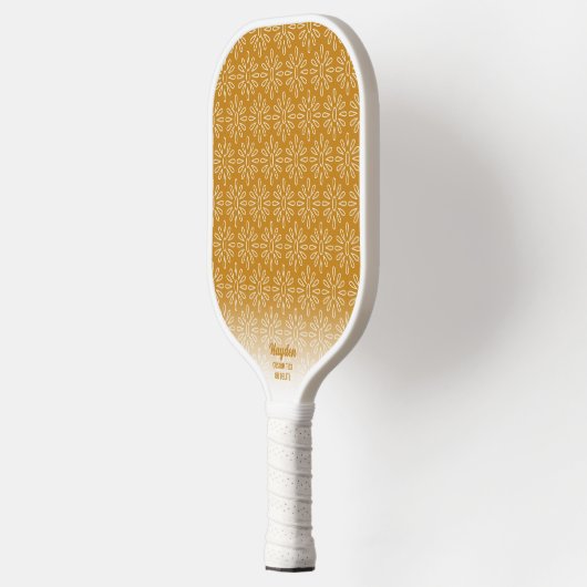Boho Retro Golden Floral Muster Benutzerdefinierte Pickleball Schläger (Links)