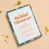 Boho Retro Green Typografy Wavy Brautparty Einladung