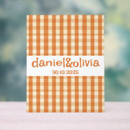 Boho Retro Groovy Colorful Wavy Wedding Acrylschild