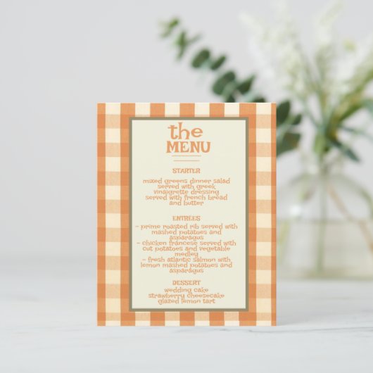 Boho Retro Groovy Colorful Wavy Wedding Menu (Stehend Vorderseite)