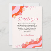 Boho Retro Groovy Daisy Baby Dusche Dankeschön Kar Ankündigung (Vorderseite)