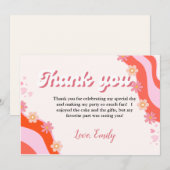 Boho Retro Groovy Daisy Birthday danke Karte (Vorne/Hinten)