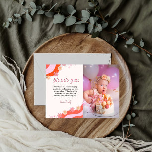 Boho Retro Groovy Daisy Birthday danke Karte