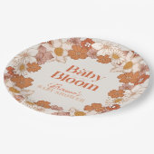 Boho Retro Groovy Floral Baby Shower Baby Dusche Pappteller (Schrägansicht)
