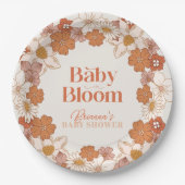 Boho Retro Groovy Floral Baby Shower Baby Dusche Pappteller (Vorderseite)
