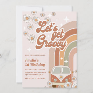 Boho Retro Groovy Hippie Floral 70's Geburtstag Einladung