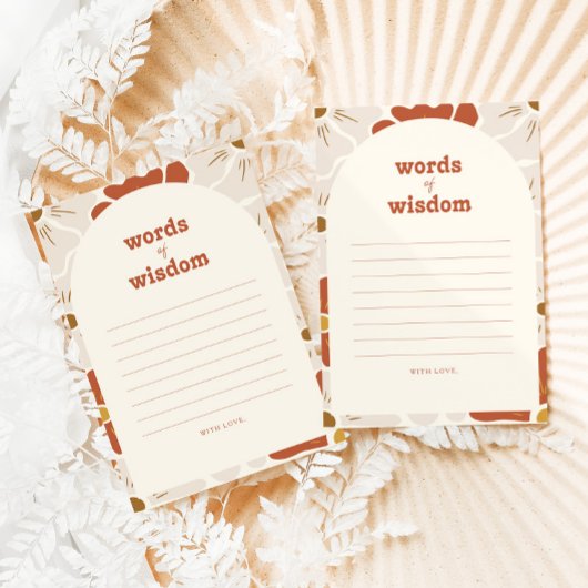 Boho Retro Groovy Words of Wisdom Advice Card RSVP Karte
