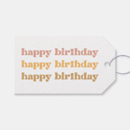 Boho Retro Happy Birthday Gift Tag Geschenkanhänger