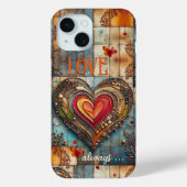 Boho Retro Heart Abstrakt Art Phone Case (Rückseite)