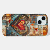 Boho Retro Heart Abstrakt Art Phone Case (Rückseite (Horizontal))