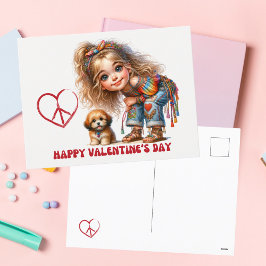 BoHo Retro Hippie Girly Valentine's Day Feiertagspostkarte