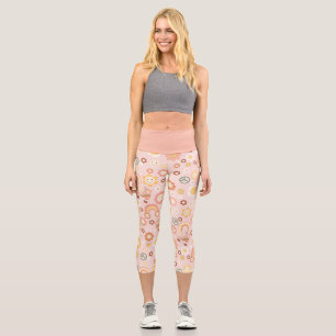 boho retro Hippie groovy Pastell Capri Leggings