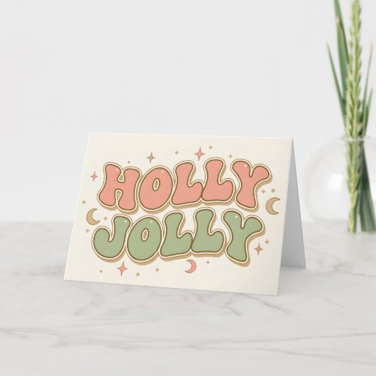 Boho Retro Holly Jolly Christmas Feiertagskarte (Vorderseite)