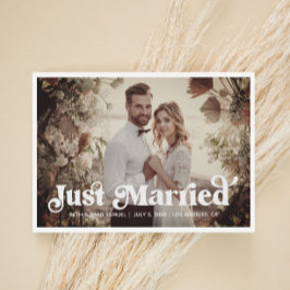 Boho Retro Just Married Foto Announccard Ankündigung
