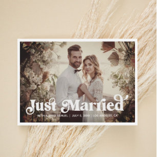 Boho Retro Just Married Foto Announccard Ankündigung