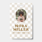 Boho Retro Karomuster Foto-ID Barcode Ausweis (Vorderseite)