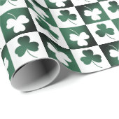 Boho Retro Kleeblatt Kleeblatt Muster Floral Geschenkpapier (Rolleneckpunkt)