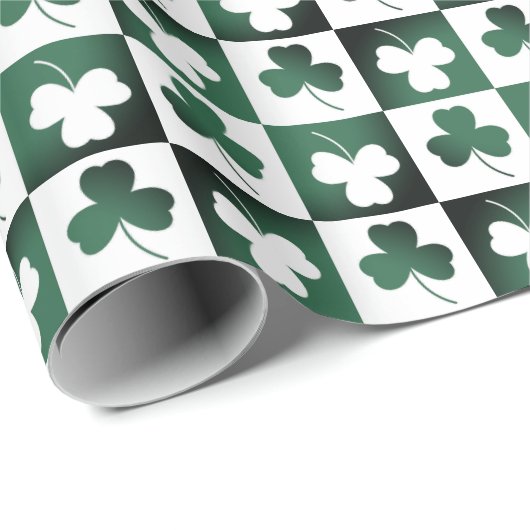 Boho Retro Kleeblatt Kleeblatt Muster Floral Geschenkpapier (Rolleneckpunkt)