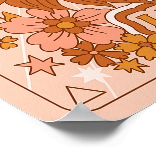 Boho Retro Leo Zodiac Poster (Ecke)