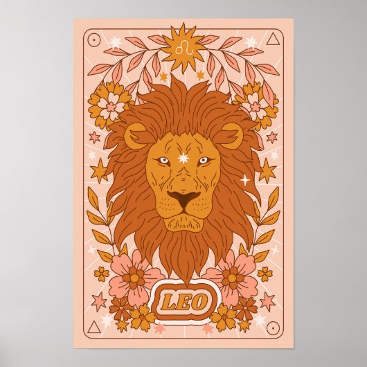 Boho Retro Leo Zodiac Poster (Vorne)