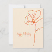 Boho Retro Line Art Floral Happy Birthday Card Mitteilungskarte (Vorderseite)