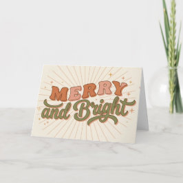 Boho Retro Merry and Bright Christmas Feiertagskarte